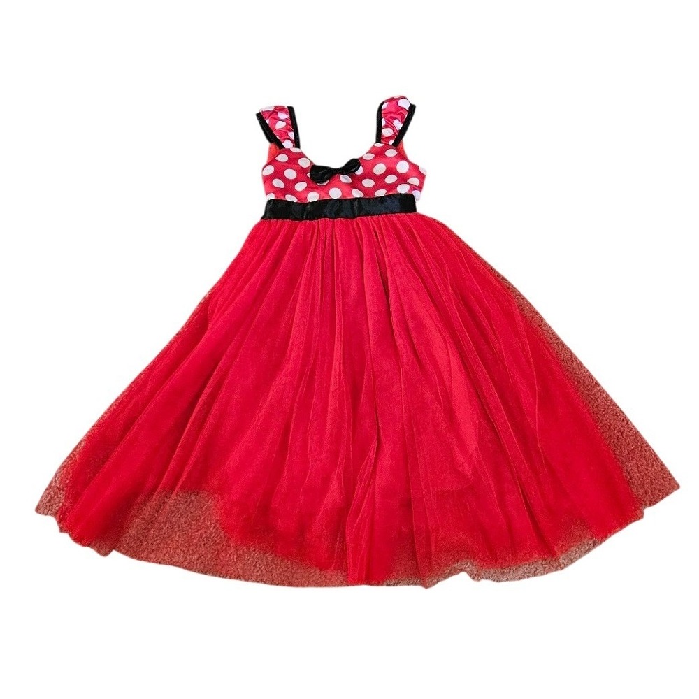 Ibtom Castle Girls 2-3 Minnie Mouse Costume Dress Red Polka Dot Tulle Size 100